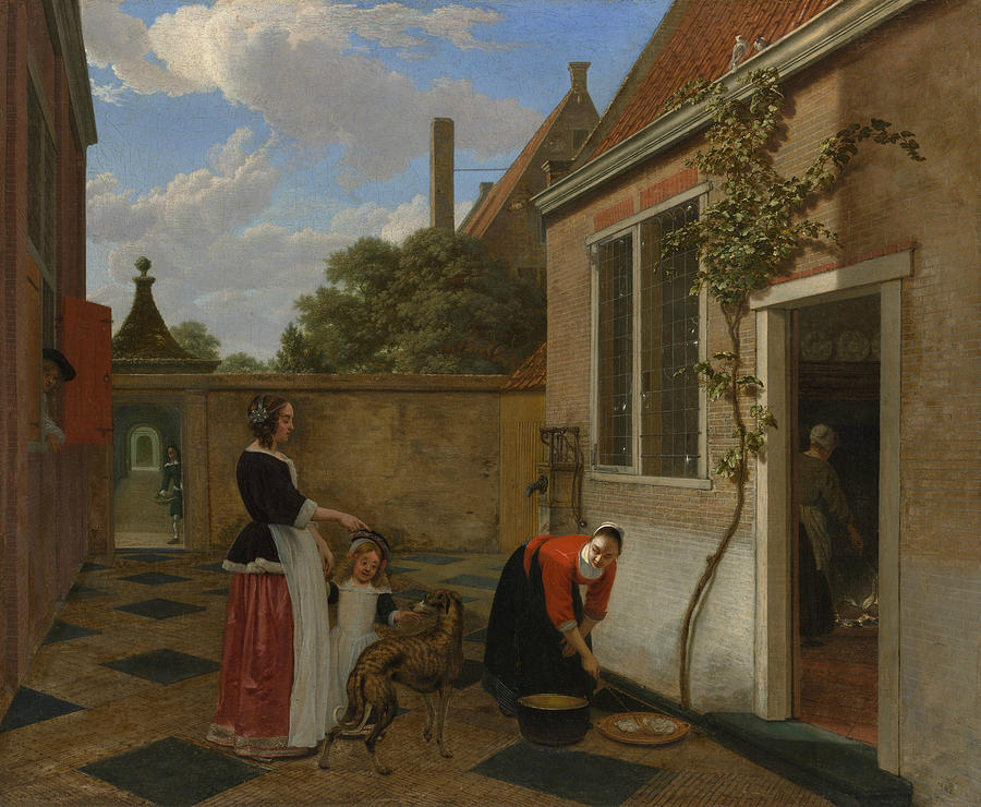 Scene in a Courtyard Painting by Ludolf Leendertsz de Jongh