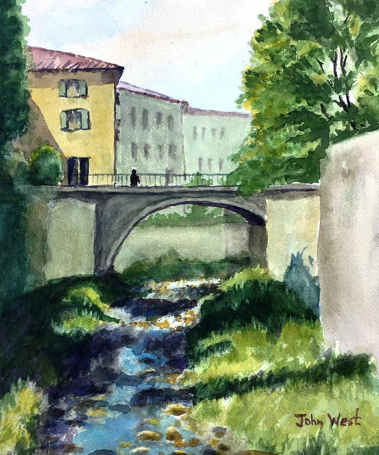 Bridge in Italy Painting by John West