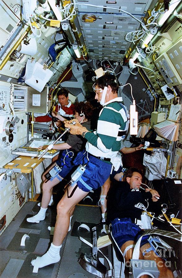 Scene Inside The Life And Microgravity Spacelab Photograph by Nasa