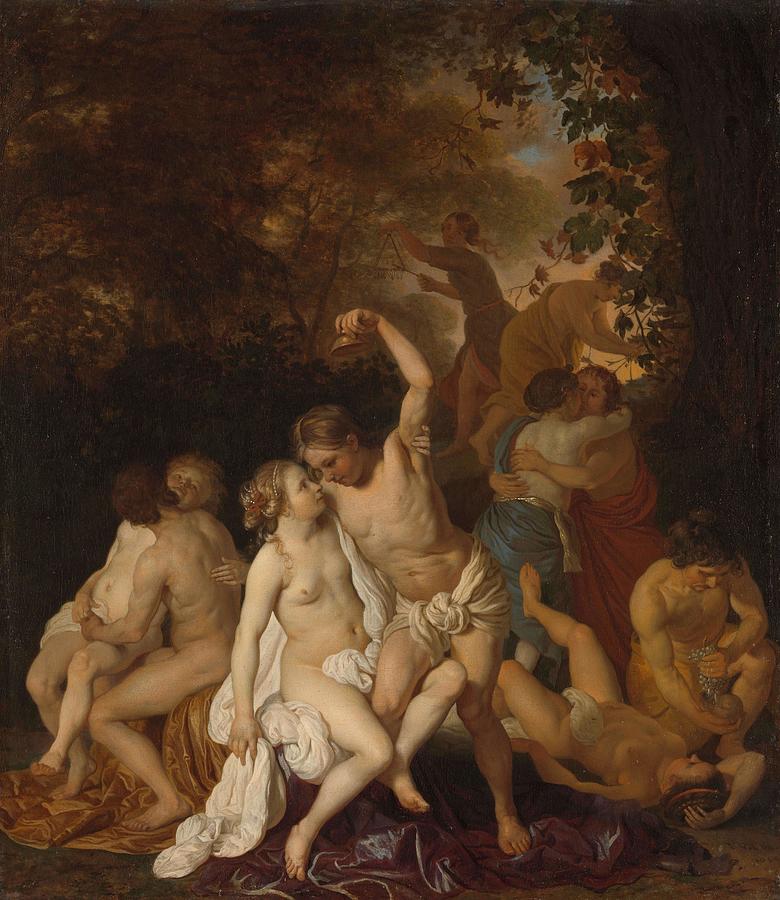 Bacchanal Painting - Scene with Bacchantes. by Jacob van Loo -mentioned on object-