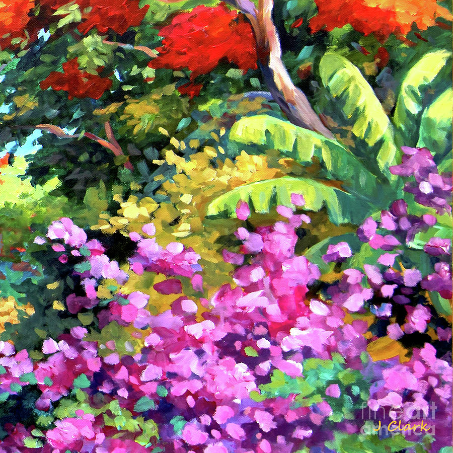 Scene With Bougainvillea Square Painting