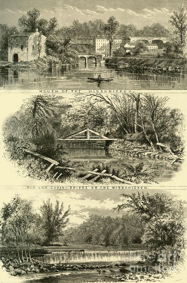 Scenes On The Wissahickon Drawing by Print Collector Scenes On The Wissahickon Drawing by Print Collector