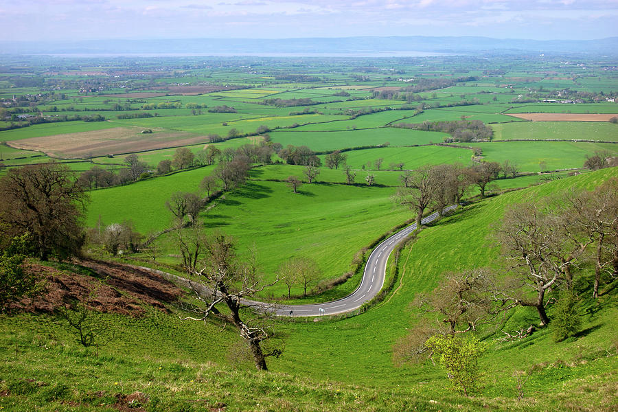 Scenic Cotswolds - Coaley Peak Viewpoint, winding road Photograph by Seeables Visual Arts