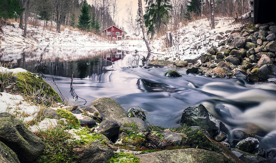 Winter Photograph - Scenic Landscape With River by Jani Riekkinen
