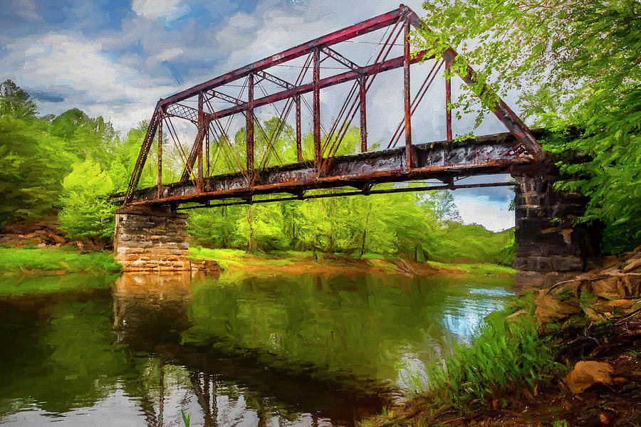 Scenic Trestle in the Smoky Mountains Watercolor Painting Photograph by Debra and Dave Vanderlaan