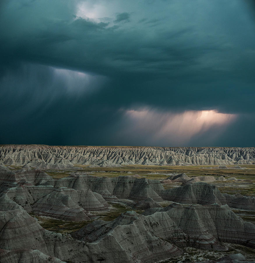 Badlands National Park Photograph - Scenic View Of Badlands National Park Against Cloudscape by Cavan Images