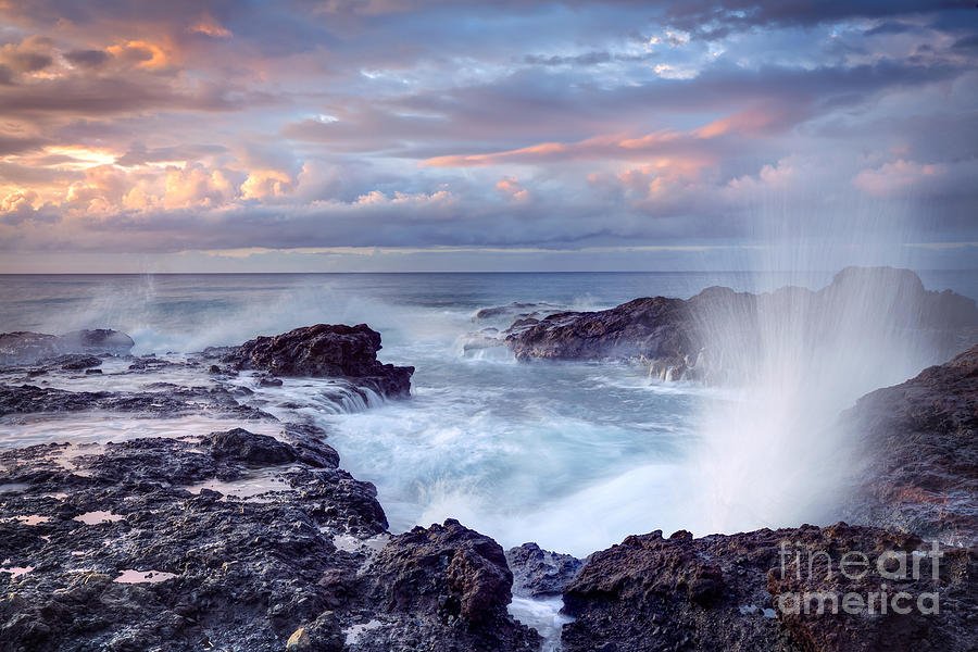 Dusk Photograph - Scenic View Of Blowhole On Rocky by Infografick Dusk Photograph - Scenic View Of Blowhole On Rocky by Infografick
