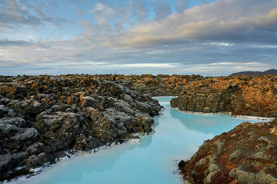 Scenic View Of Blue Lagoon With Volcanic Shore In Cloudy Day Photograph ...