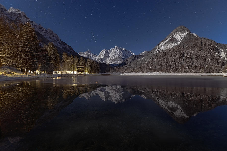 Scenic View Of Lake Against Sky At Night Photograph by Bor