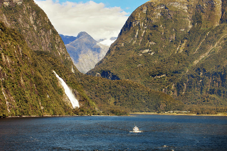 Fiordland National Park Photograph - Scenic View Of Mountains By Lake by Cavan Images