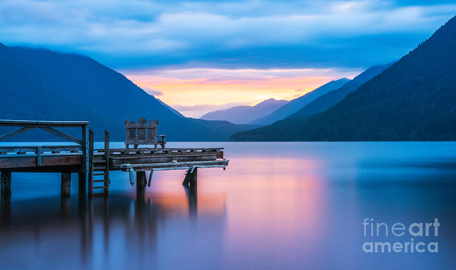 Scenic View Of Pier In Lake Crescent Photograph By Checubus