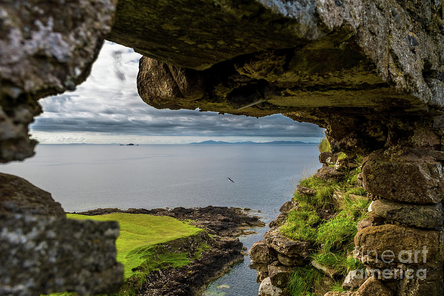Scenic View Through Stone Window At Duntulm Castle At The Coast Of The Isle Of Skye In Scotland Photograph by Andreas Berthold