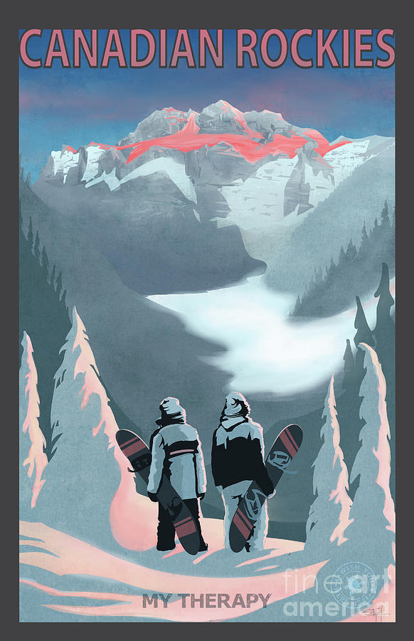 Scenic Vista Snowboarders Painting by Sassan Filsoof