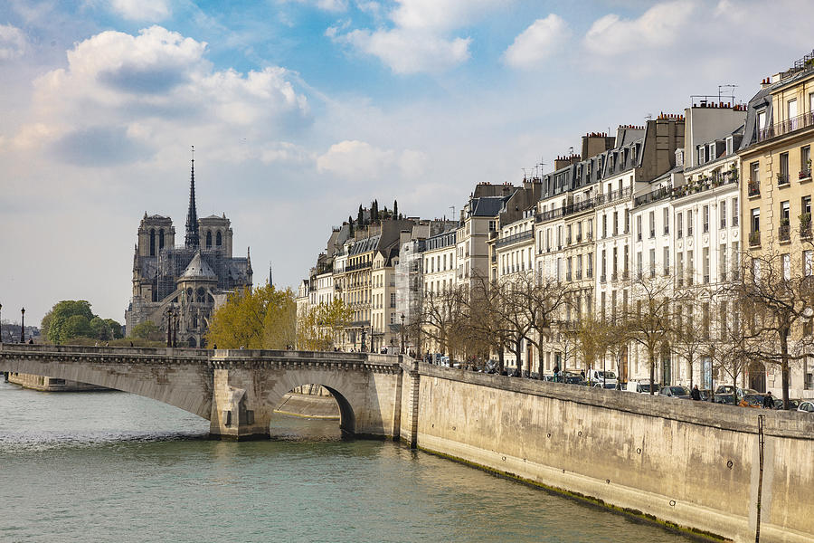 Scenic Waterfront View Of Notre Dame Cathedral, Paris, France Digital ...