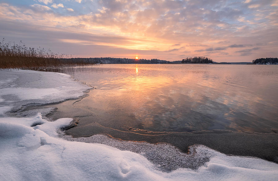 Winter Photograph - Scenic Winter Landscape With Frozen by Jani Riekkinen