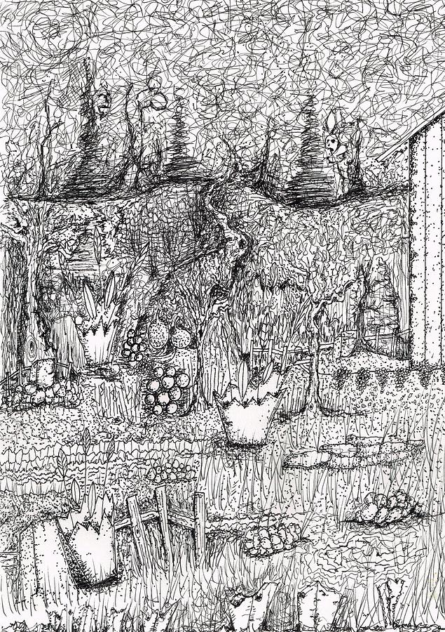 Scenic with fruit  Drawing by Dan Twyman