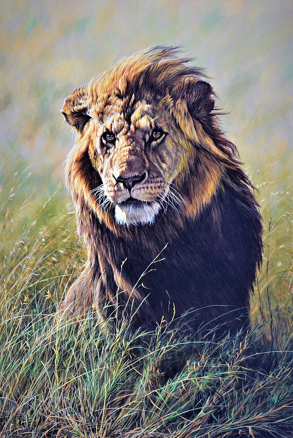 Scent on the Wind Lion Painting by Alan M Hunt Painting by Alan M Hunt