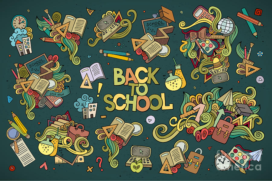 Symbol Digital Art - School And Education Doodles Hand Drawn by Balabolka Symbol Digital Art - School And Education Doodles Hand Drawn by Balabolka
