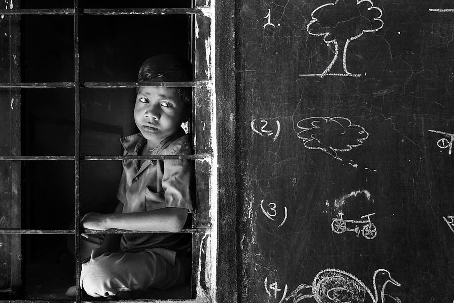 School Boy Bw Photograph by Sajedah Al-asfoor