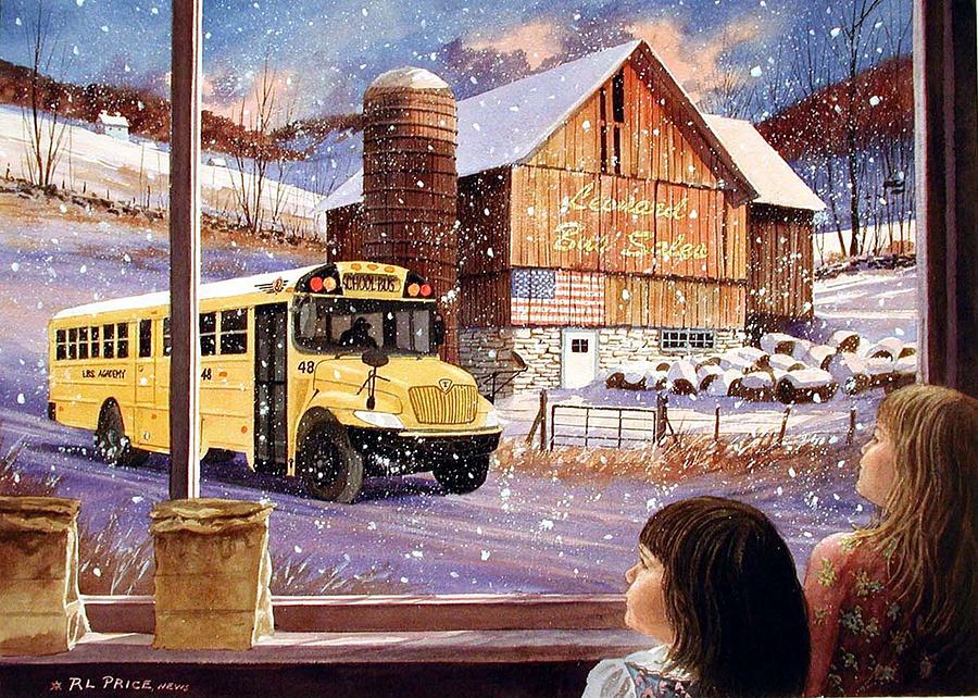 Winter Painting - School Bus series No.4 by Richard Price