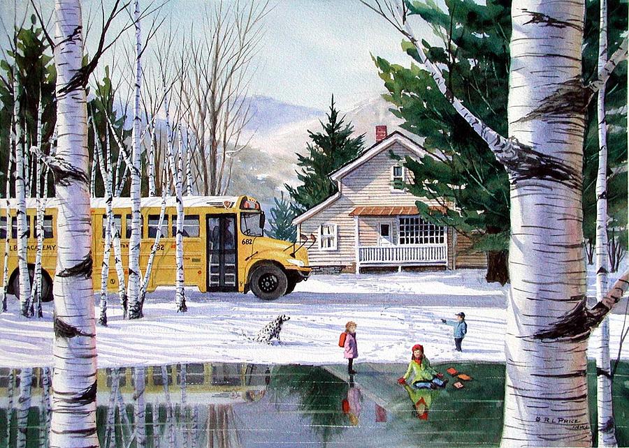 Winter Painting - School Bus Series No.5 by Richard Price