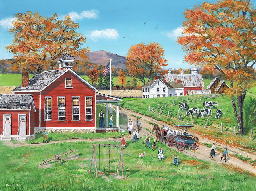 Fall Painting - School Days by Bob Fair