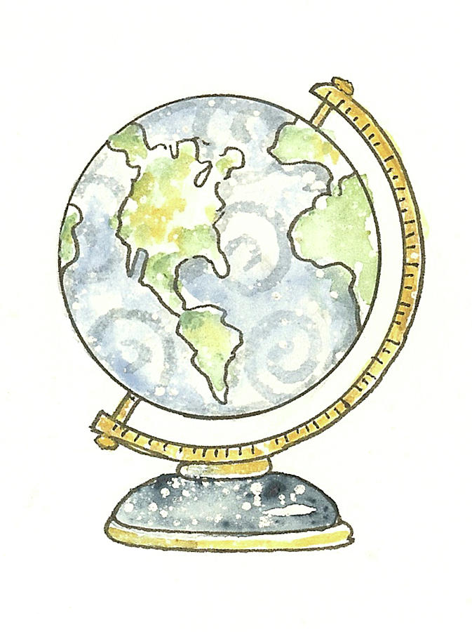 Globe Painting - School Globe by Shelly Rasche