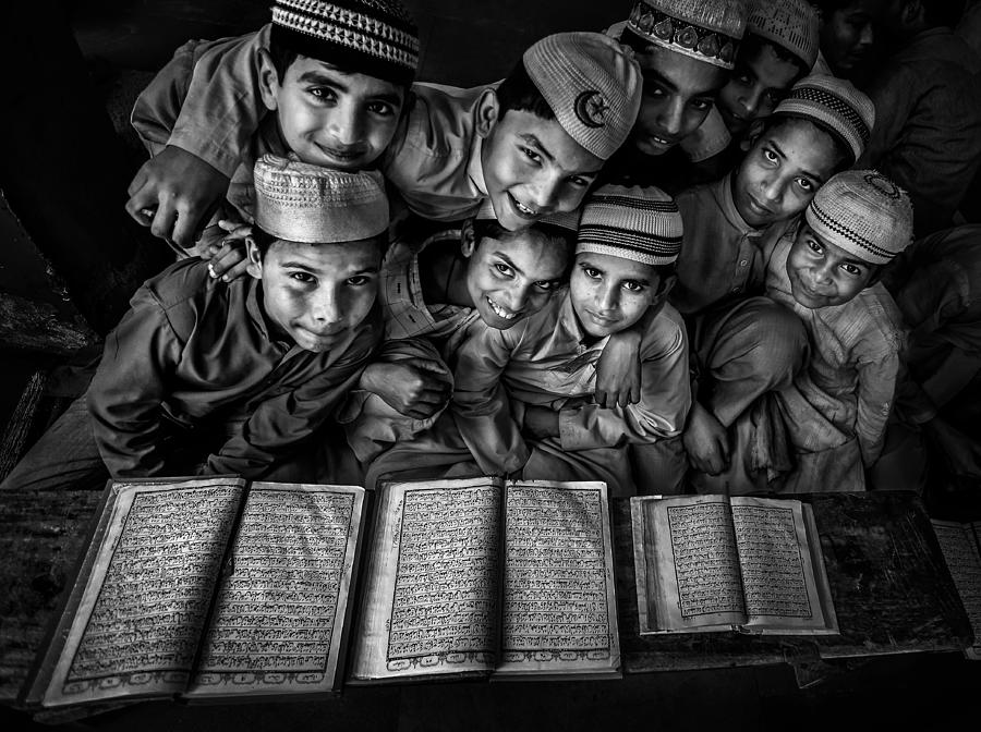 Book Photograph - School Happiness by Fadhel Almutaghawi