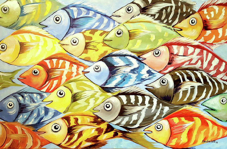 Fish Painting - School of Fish by Sandra Lett