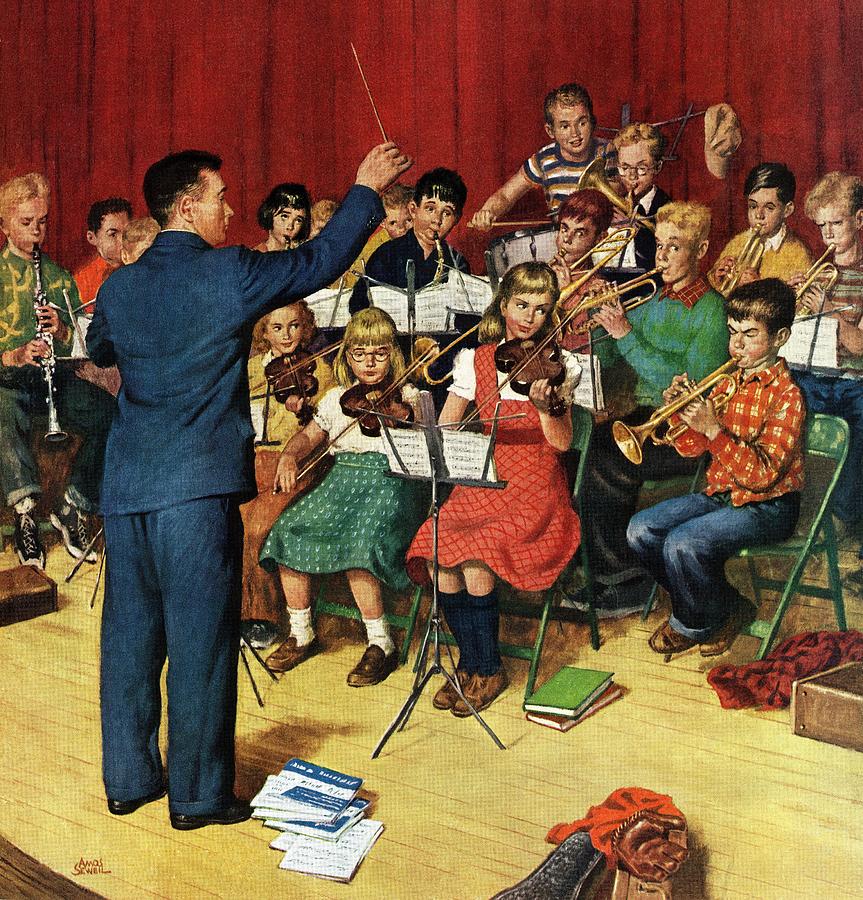 School Orchestra Drawing by Amos Sewell