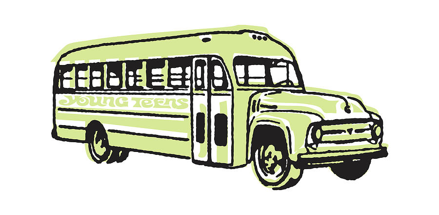 Transportation Drawing - Schoolbus by CSA Images