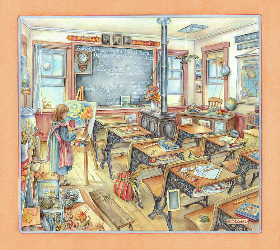 Fall Painting - Schoolroom by Kim Jacobs