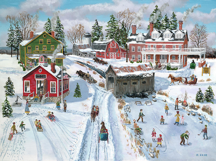 Winter Painting - Schools Out by Bob Fair