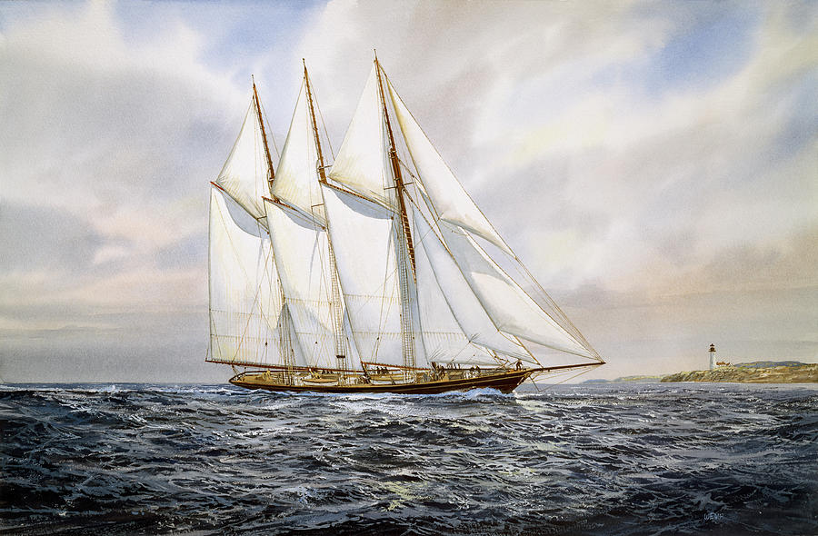 Schooner  Atlantic  Painting by Jack Wemp