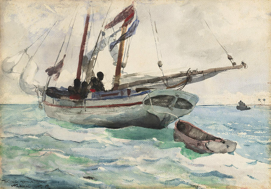 Schooner - Nassau Drawing by Winslow Homer