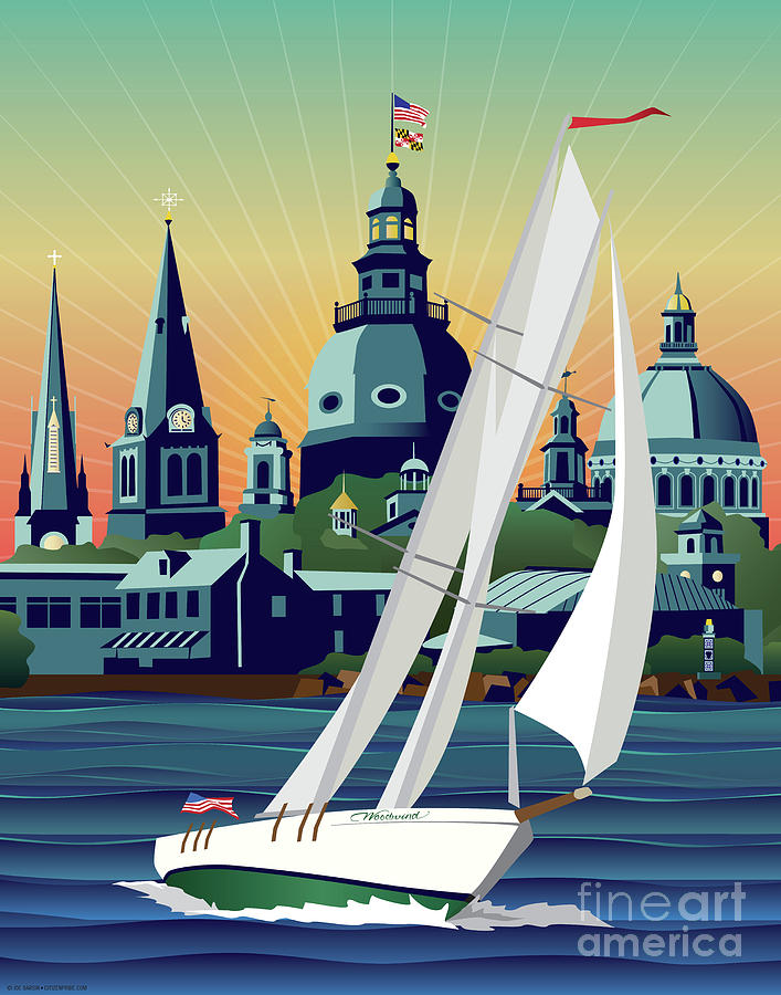 Annapolis Digital Art - Schooner Woodwind Chesapeake Bound by Joe Barsin