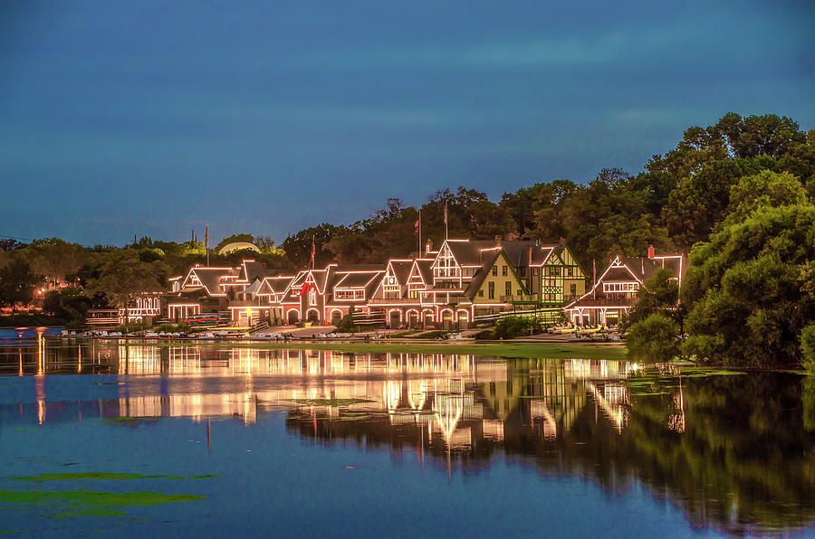 Schuylkill at Night - Boathouse Row Photograph by Bill Cannon