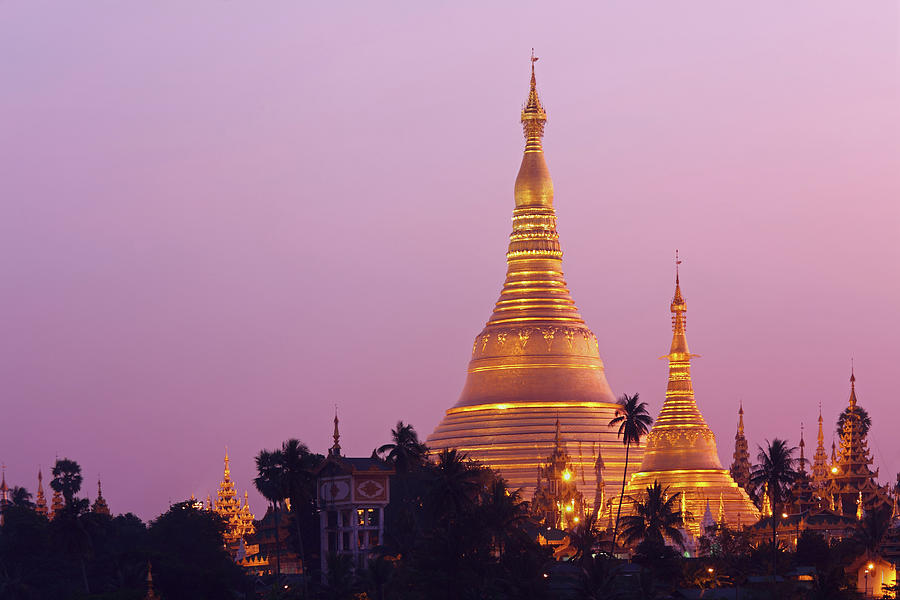 Schwedagon Pagoda At Sunrise Photograph by Arturbo