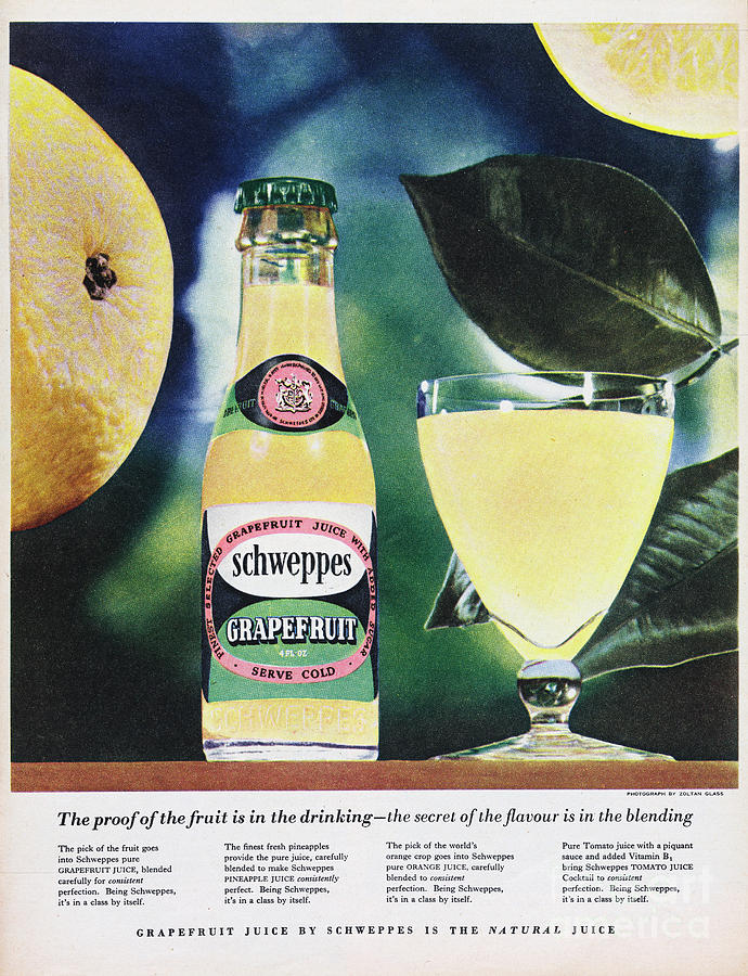 Schweppes Grapefruit Juice Photograph by Picture Post