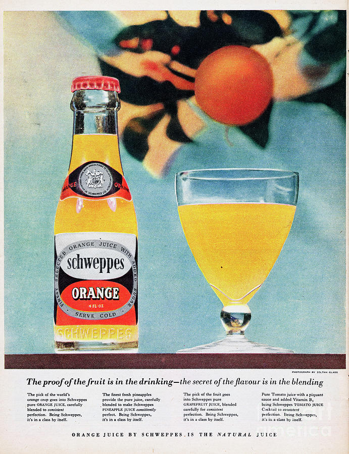 Schweppes Orange Juice Photograph by Picture Post