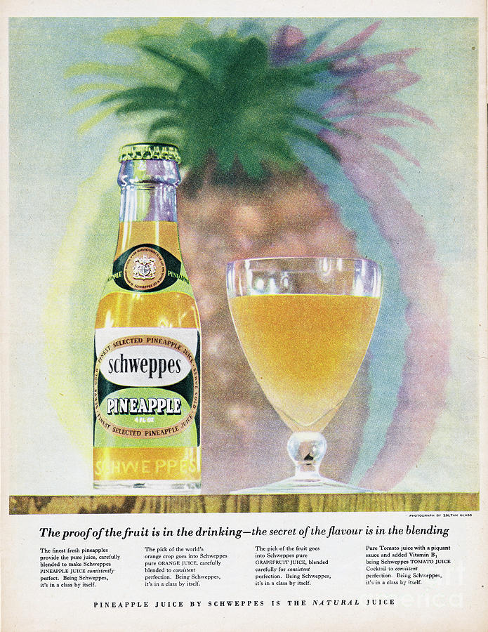 Schweppes Pineapple Juice Photograph by Picture Post