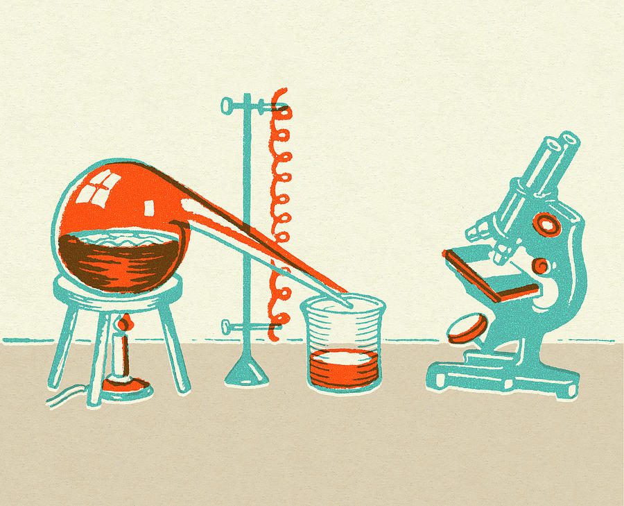 Vintage Drawing - Science Lab Equipment by CSA Images