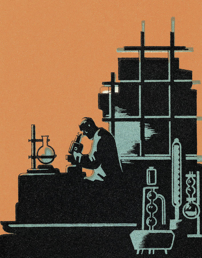 Vintage Drawing - Science Laboratory by CSA Images