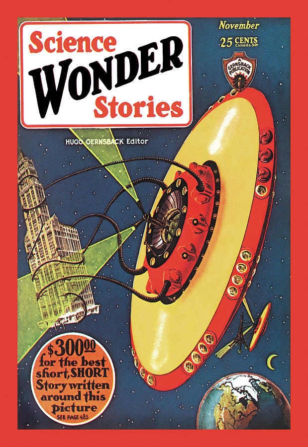 Science Wonder Stories: Invasion of the Landmark Snatchers Painting by Frank R. Paul