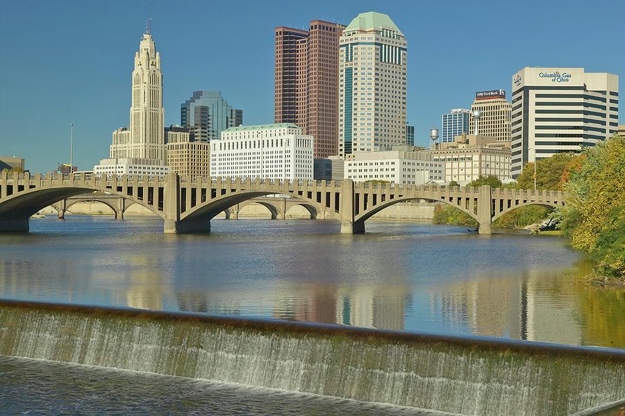 Scioto River With Waterfall And Photograph by Visionsofamerica/joe Sohm