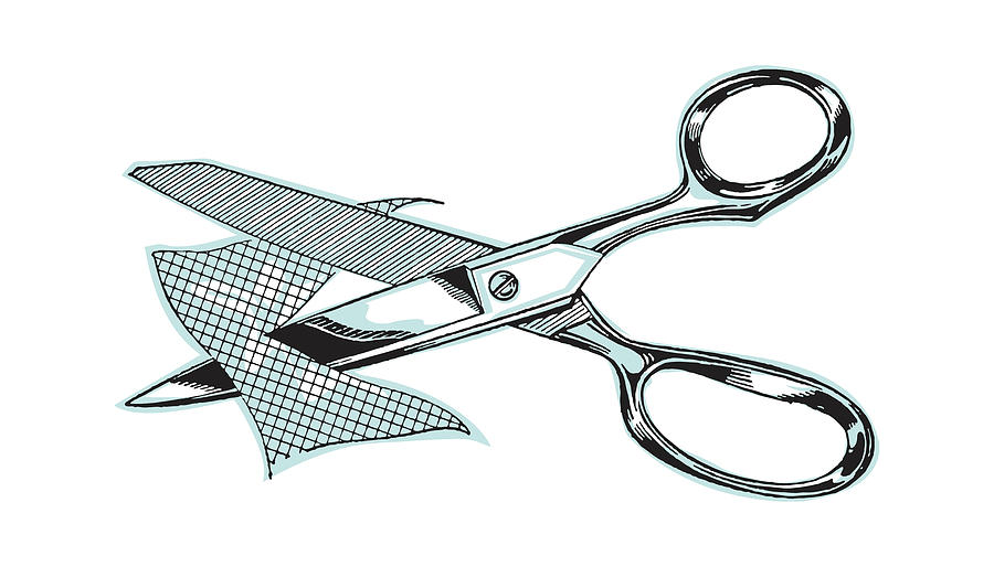 Vintage Drawing - Scissors in Mid-Cut by CSA Images