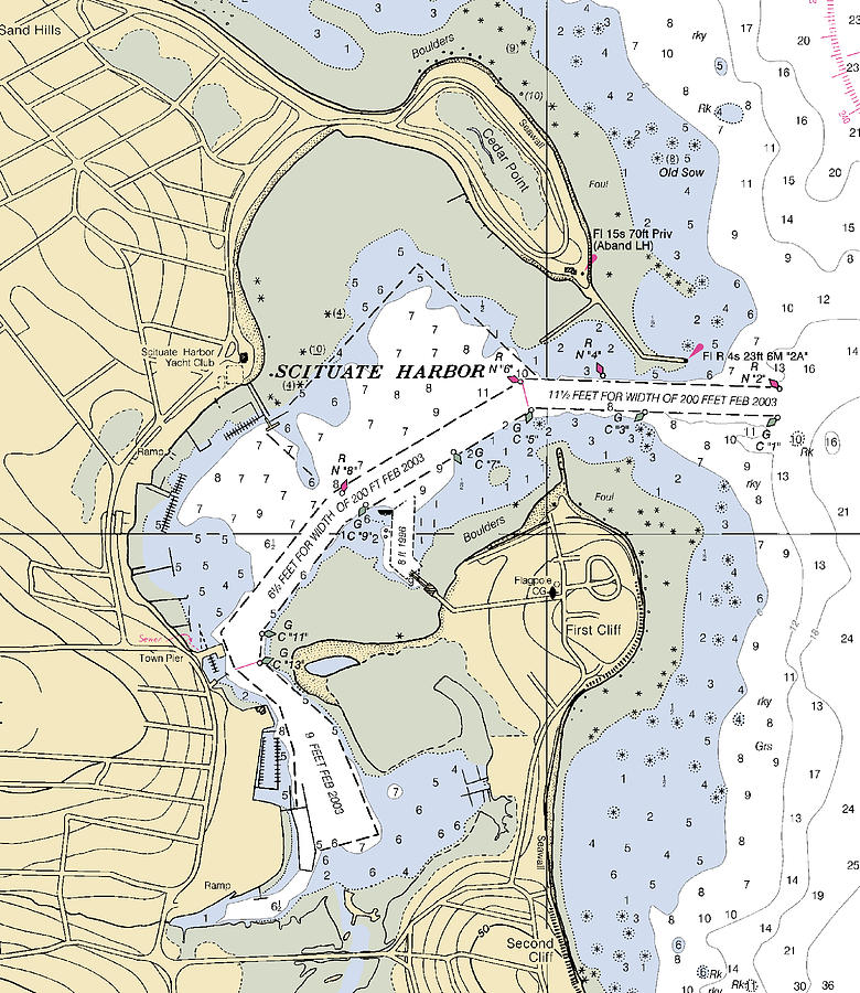 Massachusetts Mixed Media - Scituate Harbor-massachusetts Nautical Chart by Bret Johnstad