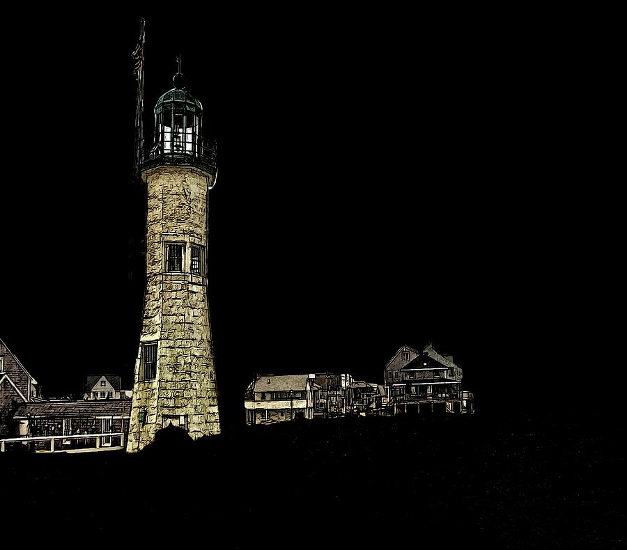 Scituate Lighthouse In Dark Photo Art Photograph by Constantine Gregory