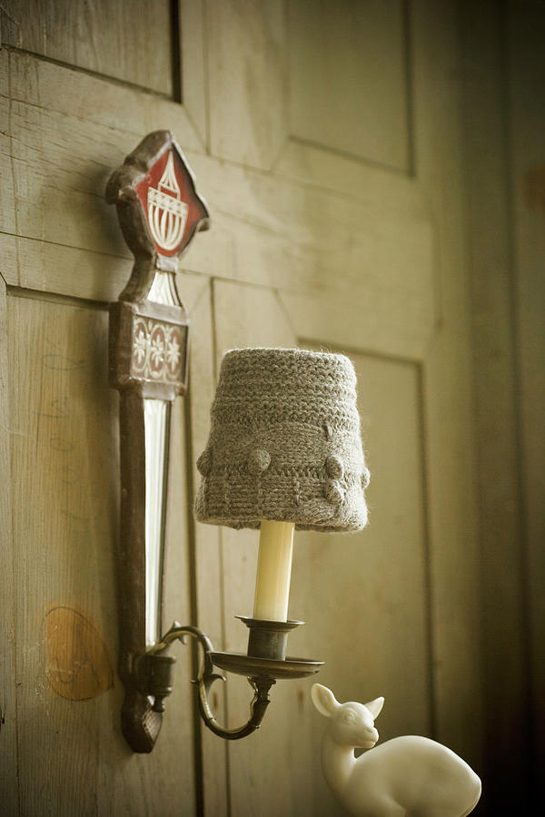 Sconce Lamp With Knitted Lampshade Photograph by Colin Cooke