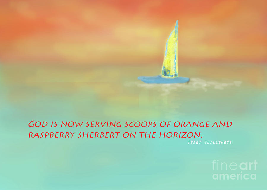 Scoops of Orange Sherbert Sailboat Poster Mixed Media by Sharon Williams Eng